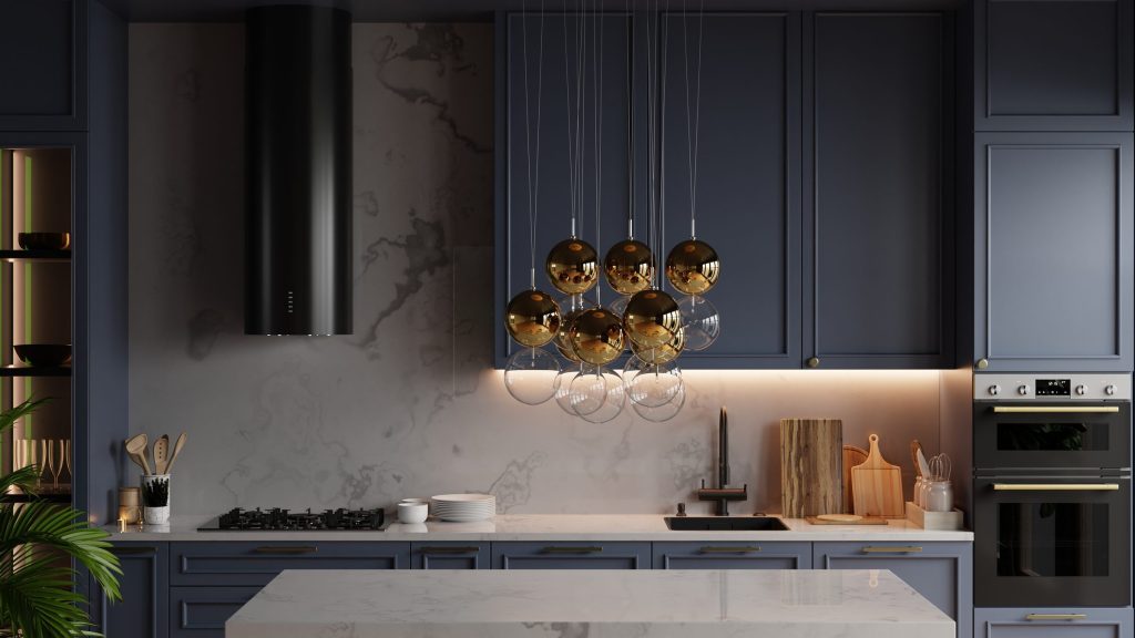 Kitchen black columns